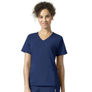 Vera Bradley Nettie V-Neck Short Sleeve Scrub Top in Navy Blue, M